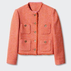 NWT Mango Tweed Jacket in Coral Size S
